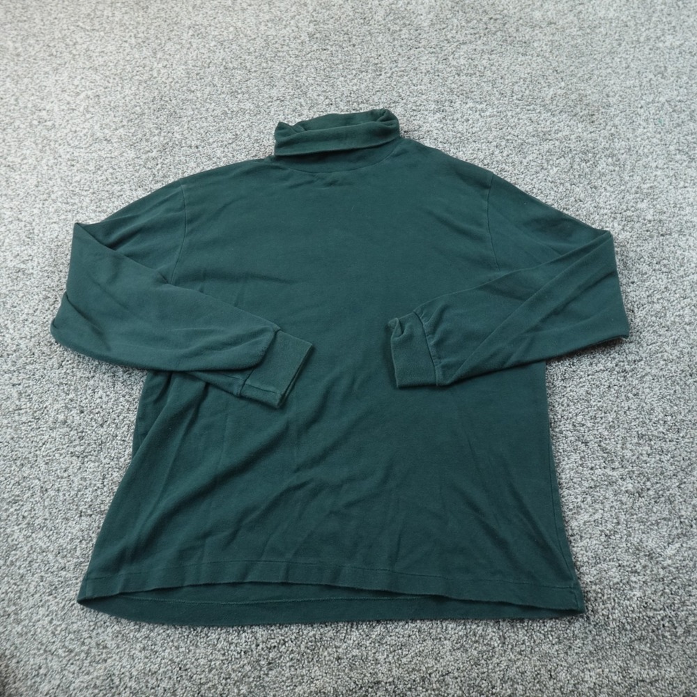 VTG Eddie Bauer Shirt Mens L Green Turtleneck Long Sleeve Pullover Hike  90s Y2K